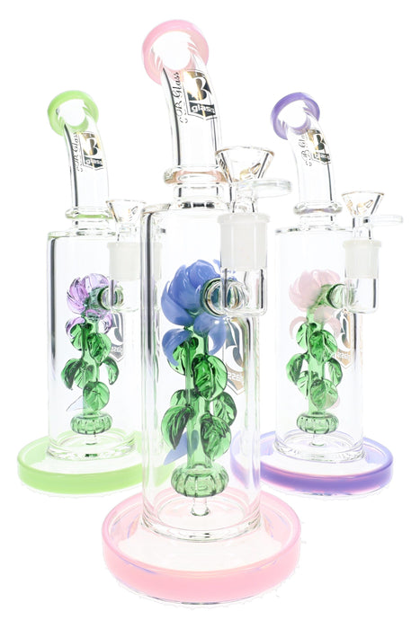 6B Glass Rose Showerhead Perc Bong – 10.5″ – Assorted Colors