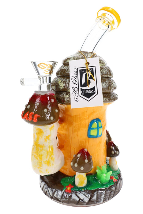 6B Glass Mushroom Hut Bong – Glow-in-the-Dark Accents – 8″ – Assorted Colors