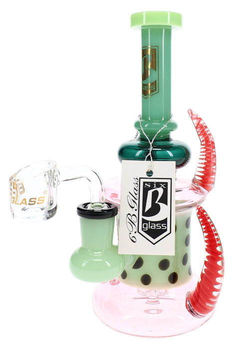 6B Glass Neon Dot Spiked Dab Rig – Showerhead Perc – 7″ – Assorted Colors