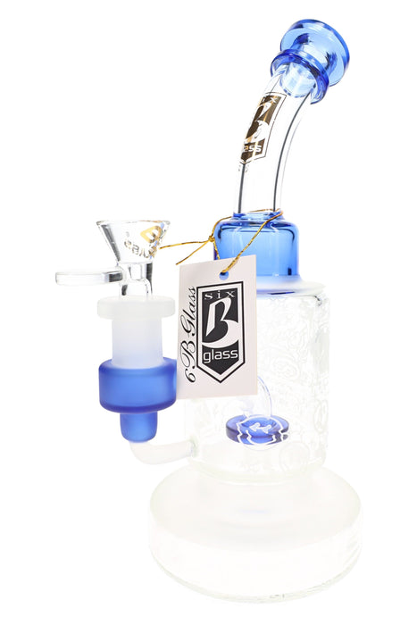 6B Glass Frosted Graphic Bong – Showerhead Perc – 8.5″ – Assorted Colors