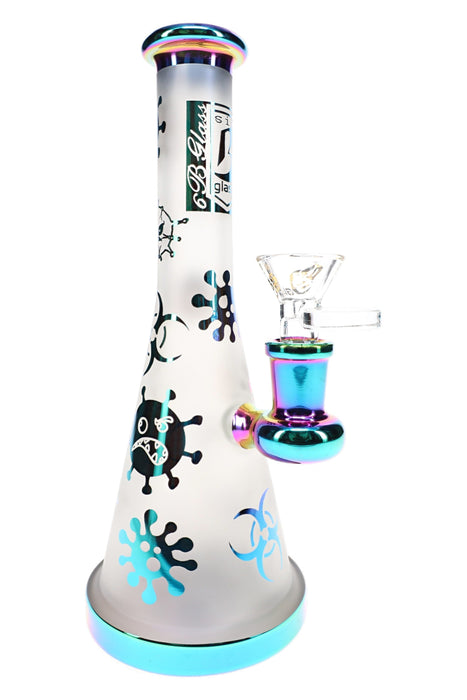 6B Glass Metallic Frosted Biohazard Beaker Bong – 8″