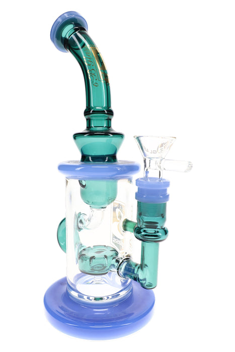 6B Glass Multicolor Recycler Bong – Showerhead Perc – 9″