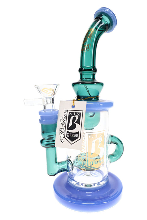 6B Glass Multicolor Recycler Bong – Showerhead Perc – 9″