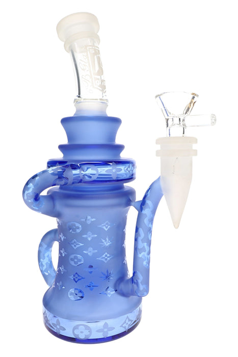 6B Glass Frosted Recycler Bong – Showerhead Perc – 9″