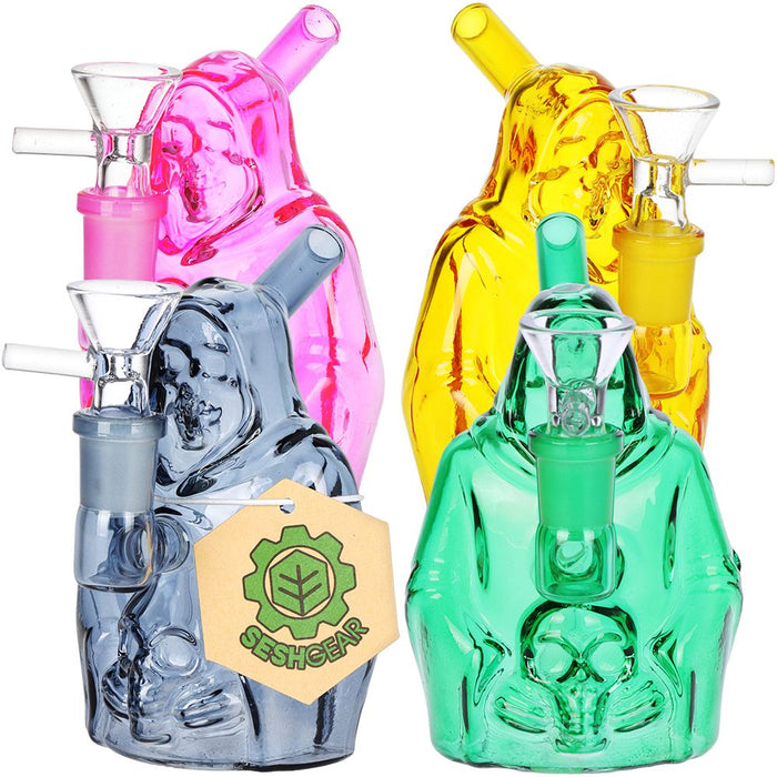 4CT BUNDLE - SeshGear Nocturnal Nightmare Glass Water Pipe - 4.5" / 14mm F / Assorted Colors