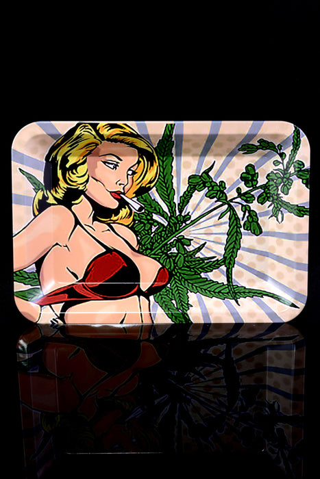 Small Art Metal Rolling Tray – 7″ × 5″ – Select Design