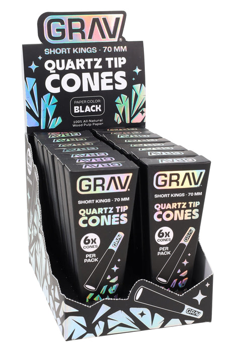 GRAV Short Kings Quartz Tip Cones – 70 mm – 6/Pack – 16-Count Display