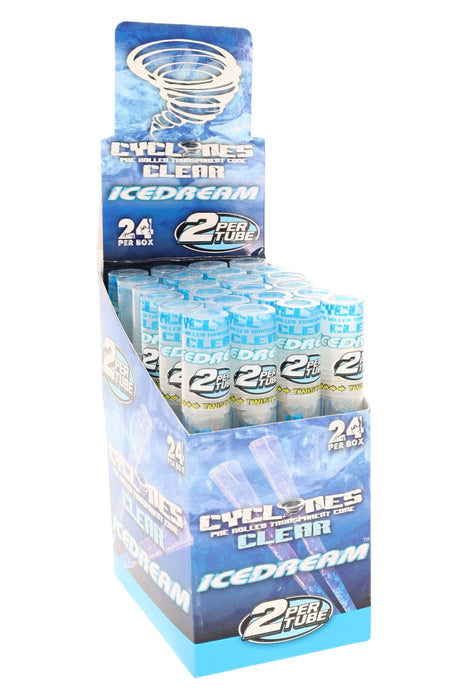 Cyclones Clear King Size Cones Display – 24 Tubes – 2/Tube