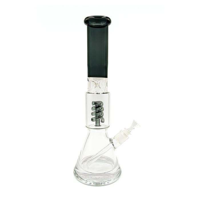 BLACK COIL PERC BEAKER BONG WITH ICE PINCH TALL CHAMBER DESIGN