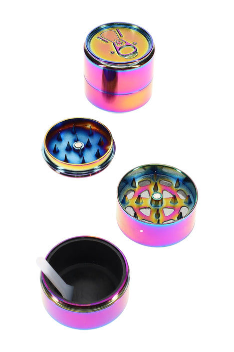 Rainbow Metal 3-Part Soda Can Herb Grinder “Pop-Top” – 1½″