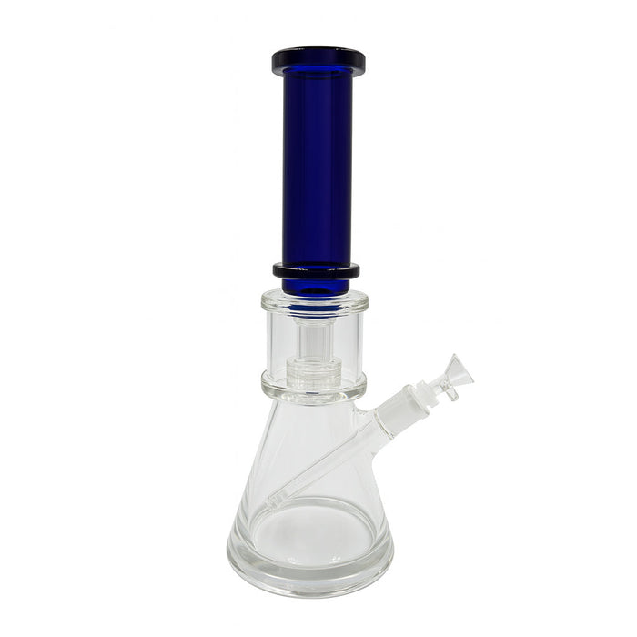 COBALT BEAKER BONG WITH REINFORCED PERC AND THICK MOUTHPIECE