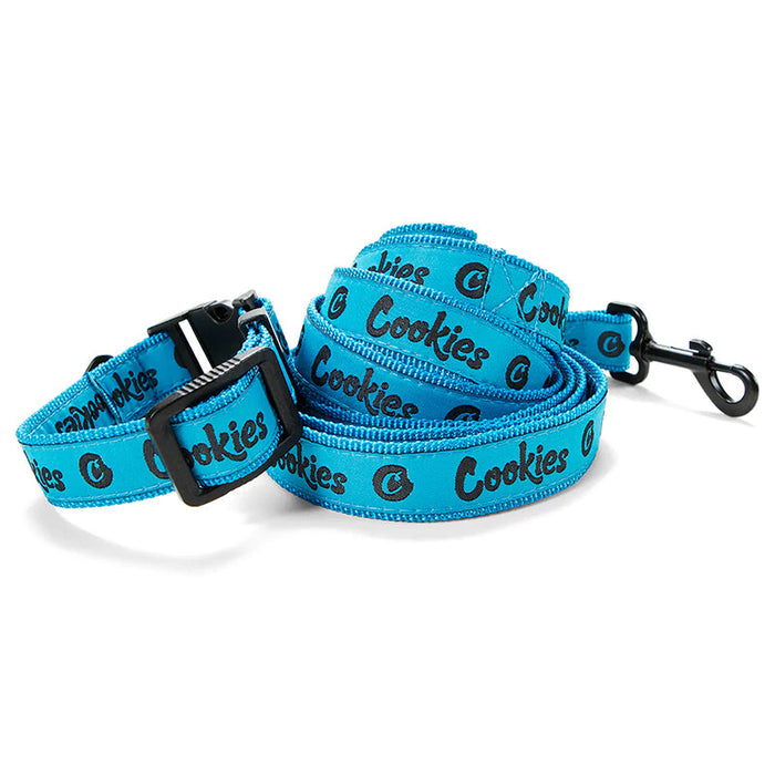 Cookies Dog Leash and Collar Original Mint Nylon Blue