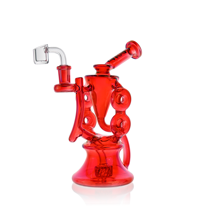 10" Symmetrical Quad-Donut Klein Recycler Dab Rig | Croia Glass