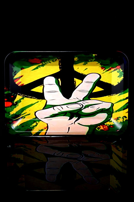 Small Art Metal Rolling Tray – 7″ × 5″ – Select Design