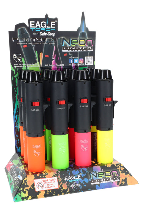 (Neon Colors) Eagle Pen Torch Lighter – 12-Pack Display