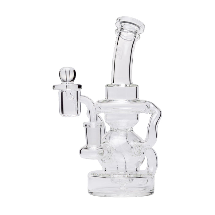 Human Grade Stubby Klein Glass Recycler Rig Water Pipe