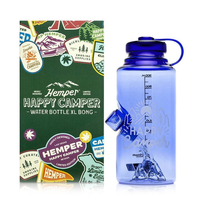 Hemper Happy Camper Water Bottle XL Glass Bong – 8½″