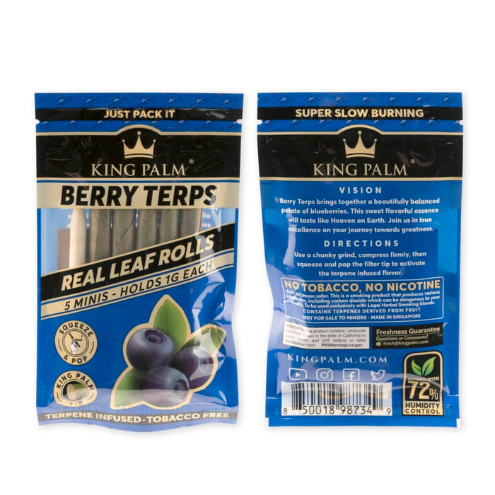 King Palm 5pk Mini Flavored Leaf Tubes – 15ct Display