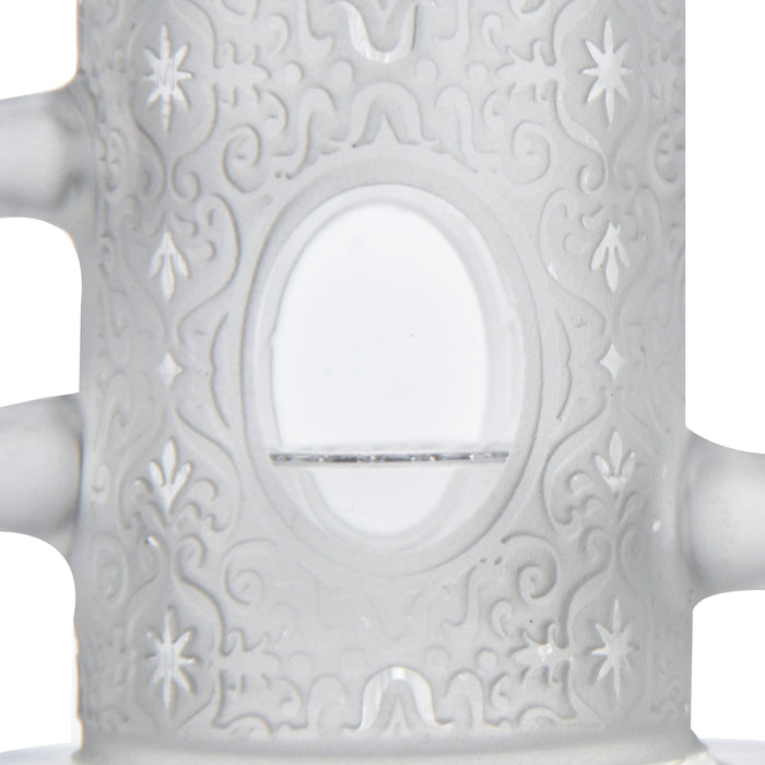 Calibear Sandblasted Klein Recycler Dab Rig with Seed of Life Perc – 8” Glass Rig