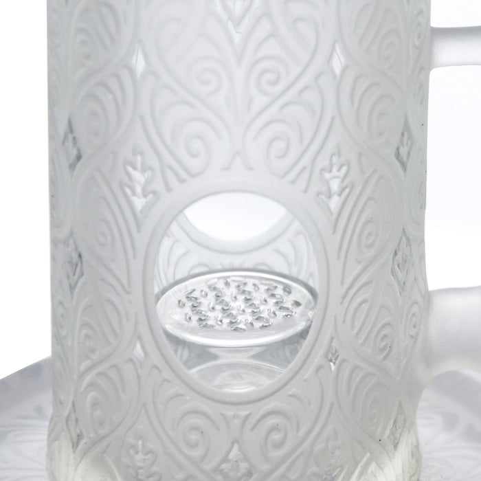 Calibear Sandblasted Klein Recycler Dab Rig with Seed of Life Perc – 8” Glass Rig