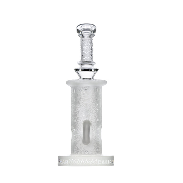 Calibear Sandblasted Klein Recycler Dab Rig with Seed of Life Perc – 8” Glass Rig
