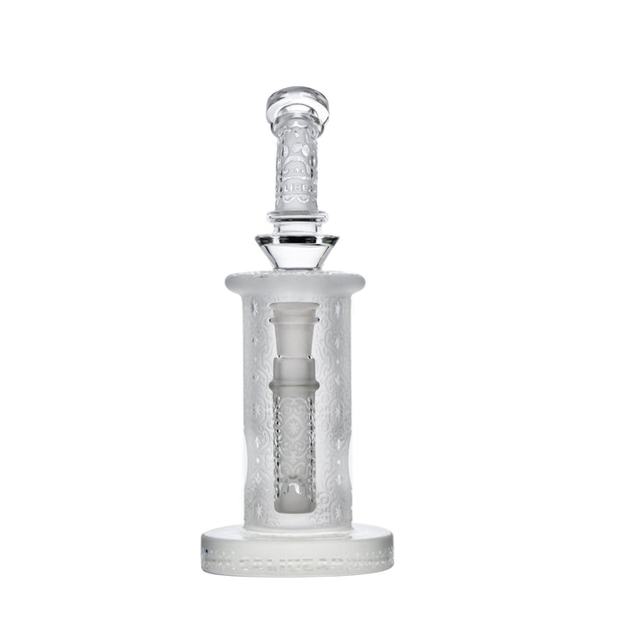 Calibear Sandblasted Klein Recycler Dab Rig with Seed of Life Perc – 8” Glass Rig