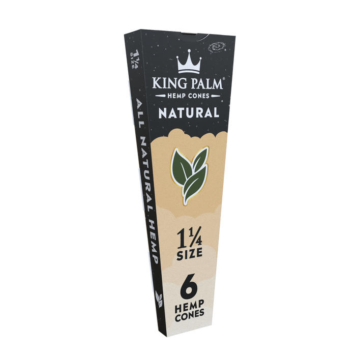 King Palm 1 ¼ Size Hemp Cones 30ct Display – Natural