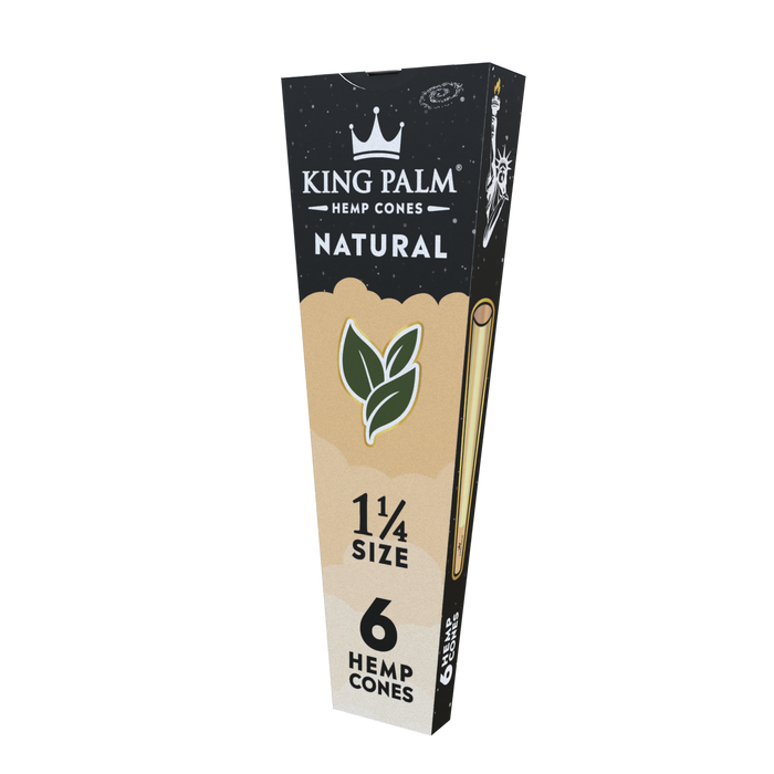 King Palm 1 ¼ Size Hemp Cones 30ct Display – Natural