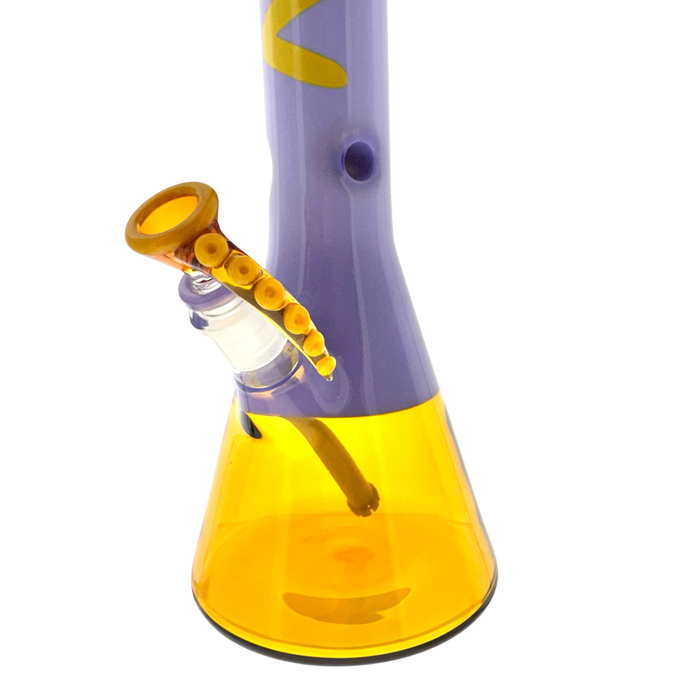 18" Golden Octopus Purple Sleeve Beaker Bong Limited