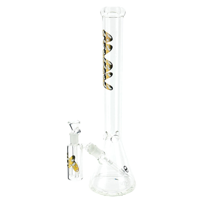 18" x 5MM Gold White cali Map Slab Beaker Bong + Ash Catcher Combo