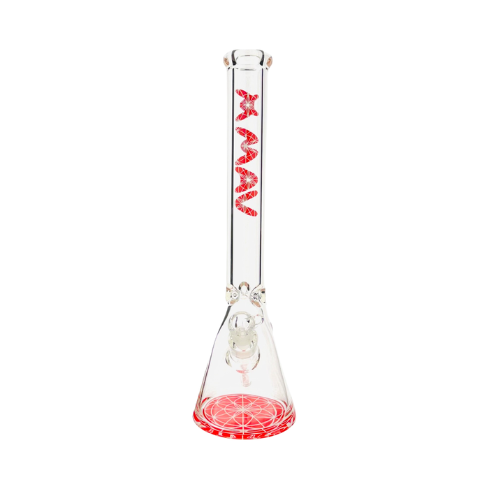 18" X 9mm Red Mandala Beaker Bong (Seed of Life)