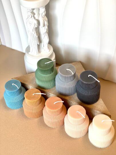 Ribbed Pedestal Handmade Candle