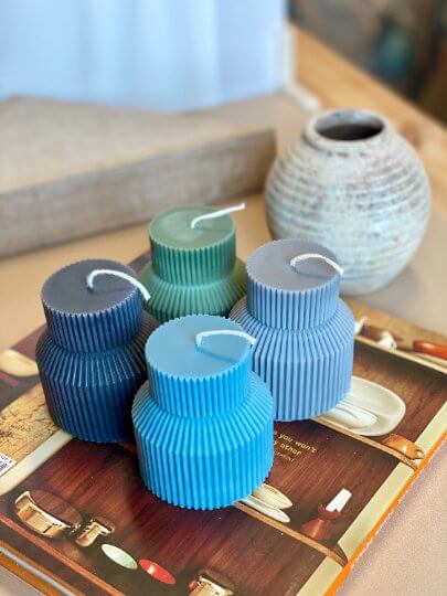 Ribbed Pedestal Handmade Candle