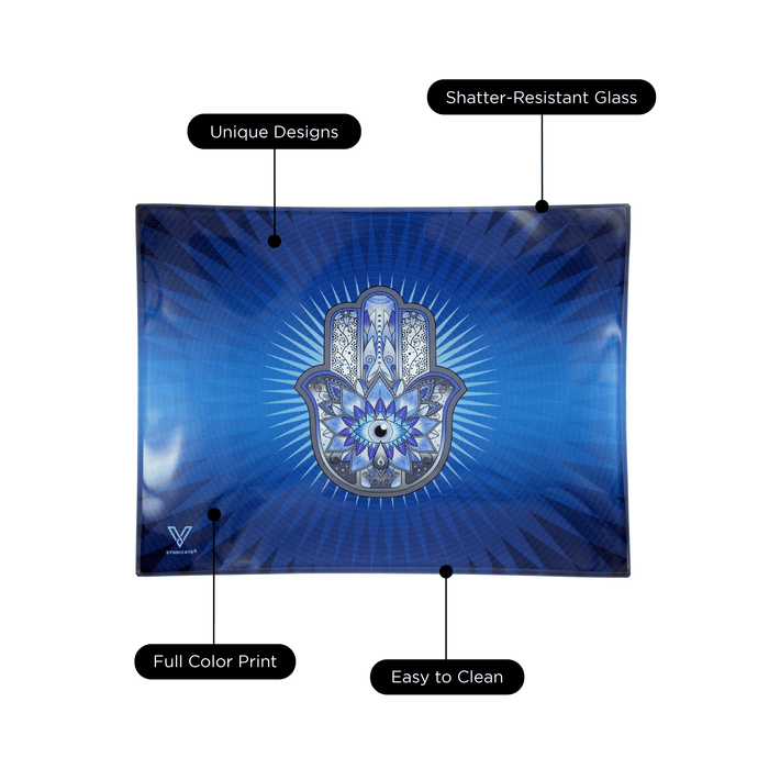 Hamsa Blue Glass Rollin' Tray