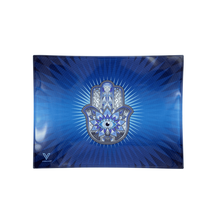 Hamsa Blue Glass Rollin' Tray