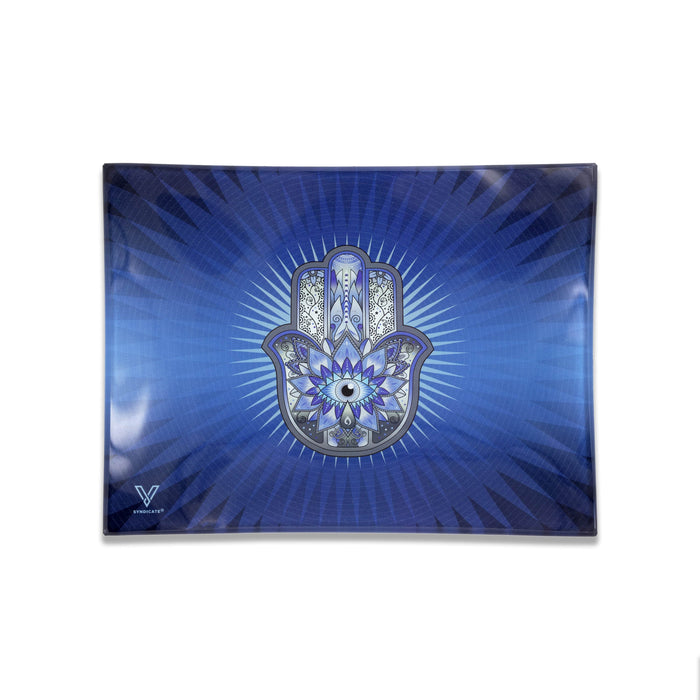 Hamsa Blue Glass Rollin' Tray