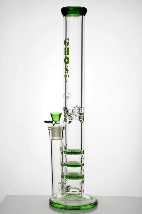 18" Ghost thick glass Thriple Flat Diffuser water bong - Bong Outlet.Com