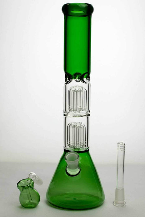 15 ihches double 6 tree arms percolator glass water bong - Bong Outlet.Com