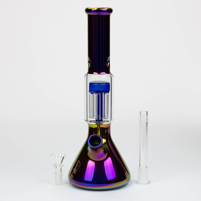 12" Electroplate glass water bong with 6 arms percolator [PHX111]