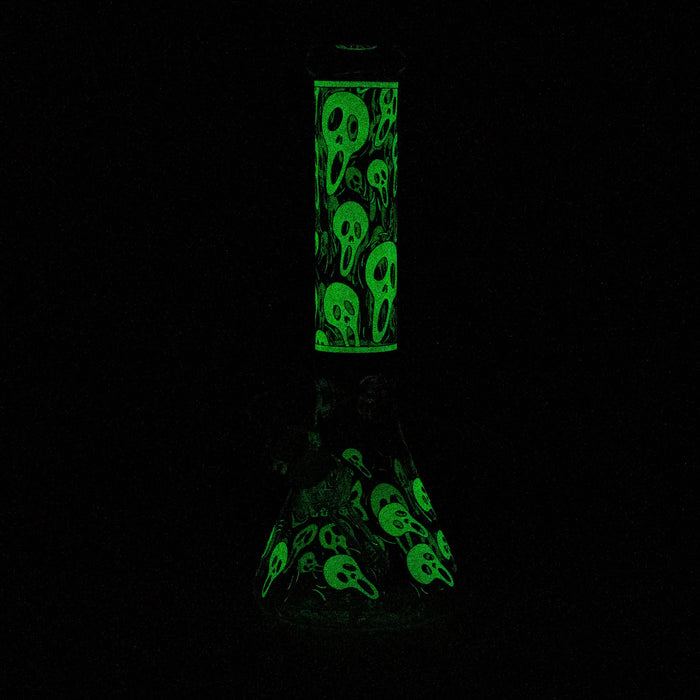 14" Ghost Pattern glow in the dark / 7mm / glass beaker bong [CH-105]