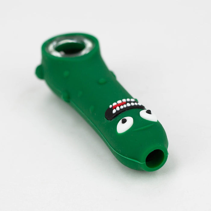 4.5" Cucumber Silicone hand pipe with glass bowl-Assorted