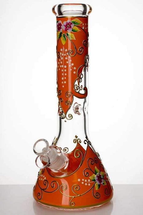 13" heavy glass flower artwork beaker water bong - Bong Outlet.Com
