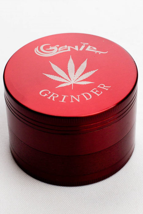 4 parts genie laser etched leaf metal herb grinder - bongoutlet.com