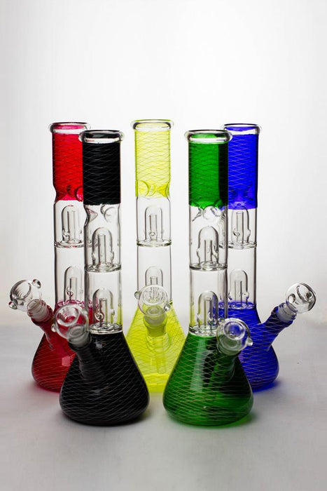 12  inches double dome percolator patterned beaker water bong - bongoutlet.com
