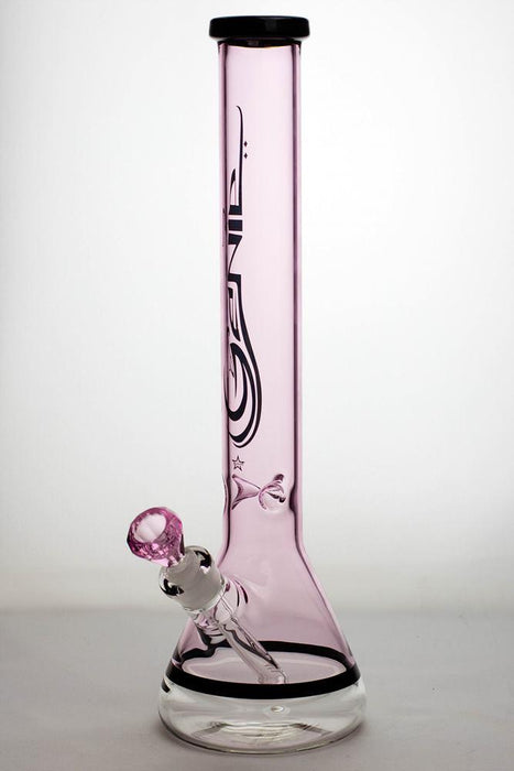 18 inches genie 9 mm color-tube and clear-bottom beaker water bong - bongoutlet.com