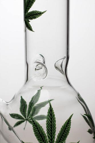 12" leaf printed oval shape glass water bong - bongoutlet.com