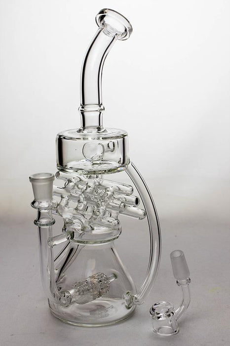 11" Inline shower head waffle recycled rig with a banger - bongoutlet.com