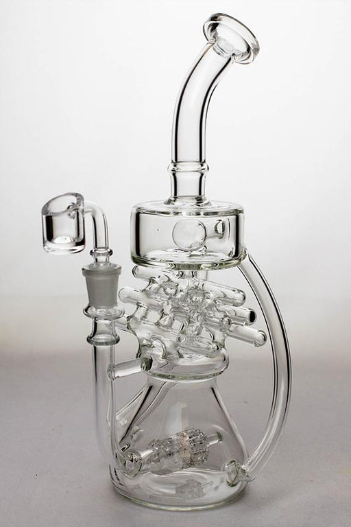 11" Inline shower head waffle recycled rig with a banger - bongoutlet.com