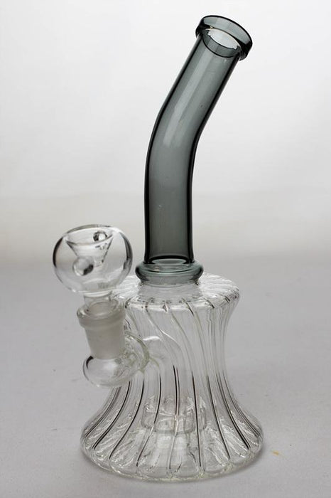 7" pattern glass bent neck bubbler with a diffuser - bongoutlet.com