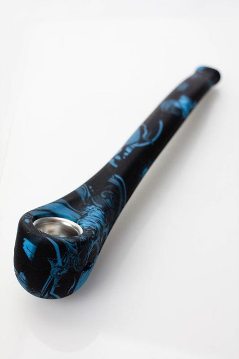 9" Silicone graphic printed hand pipe with metal bowl - bongoutlet.com